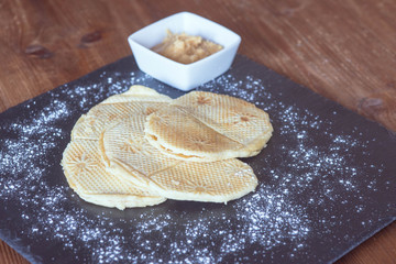 plate of traditional Belgian waffles