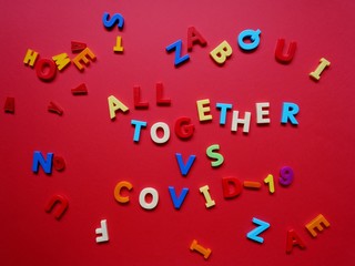 layout of colored letters on the topic of coronavirus- covid-19