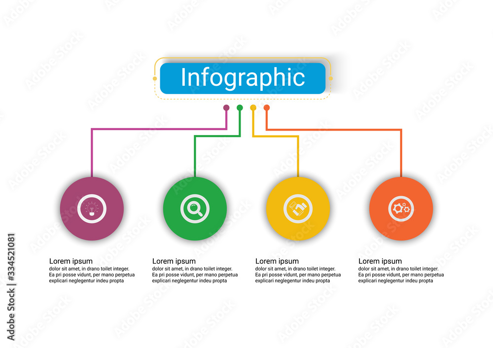 Poster the vector design business infographic uses concepts creative circle template infographic with 4 opt