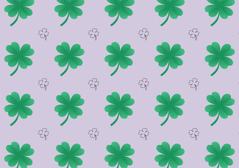 This is a vector design using seamless patterns that leaves green shamrocks and the outline black color shamrocks. It can be used to websites, fabric, banners, advertisements or celebrate festivals.