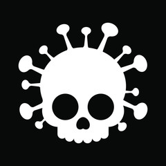 Skull shape Covid-19 coronavirus. Vector illustration on black background