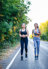 Women exercise happily for good health. Exercise concept