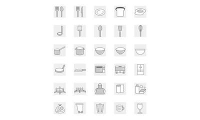 kitchen tools icon set