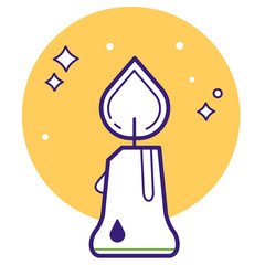 Stylized Cute candle icon. Easter yellow vector set. Candle light. Christmas