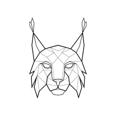 Polygonal abstract head of a lynx. Logo of the lynx. Vector illustration