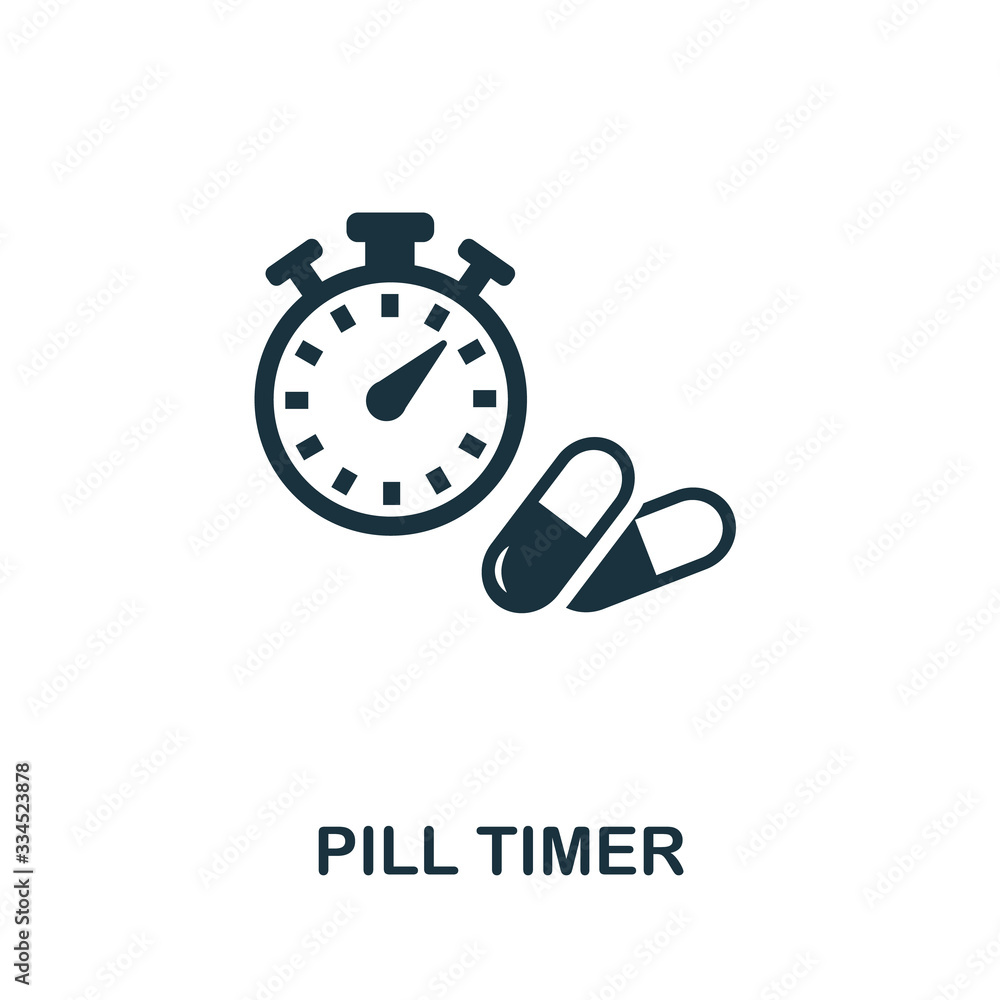 Poster pill timer icon. simple element from digital healthcare collection. filled pill timer icon for templ