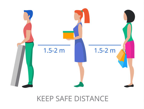 Keep Safe Distance concept, modern flat design vector illustration