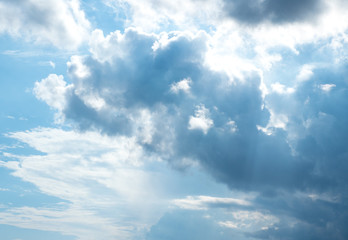 Cloudy sky with the sun breaking through