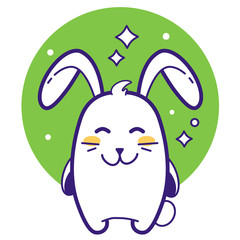 Cute Fanny Stylized rabbit icon. Easter yellow vector set. Spring rabbit for print or web desigh