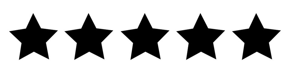Five stars. Flat icon for apps and websites . Star silhouette. Vector logo.