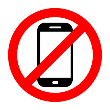 Mobile Phone Ban. Pictogram , Prohibition Sign. Flat Design.Icon Ban On White Background. Vector Illustration.