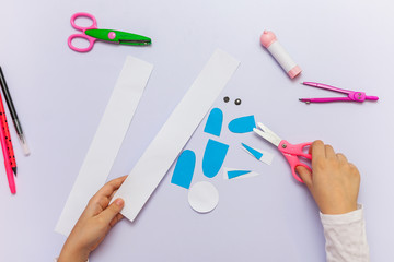 Child made applique out of paper. Easy and fun craft for kids