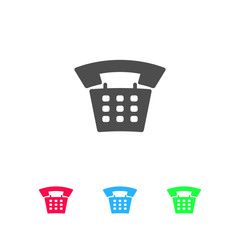 Old phone icon flat.