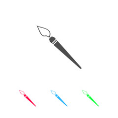 Paint brush icon flat.