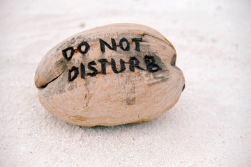 Do Not Disturb Sign on the beach, Maldives.