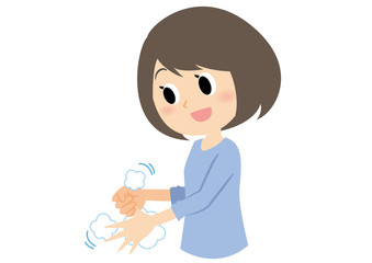 女性の手洗い　親指