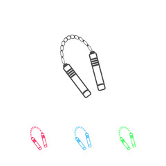Nunchaku weapon icon flat.