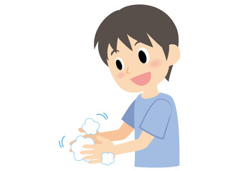 男性の手洗い　手のひら