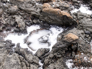Lava beach with salt formation