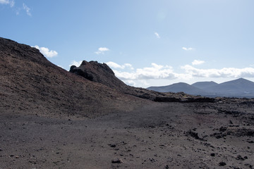 Volcanic landscape of Timanfaya National Park on island Lanzarote