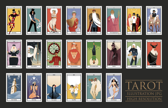 22 Major Arcana of the Tarot card in full. JPG illustrations in high resolution