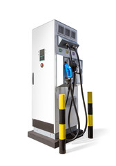 Electric vehicle charging station isolated on white