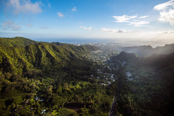 Aerial view of tropical rainforest in Hawaii