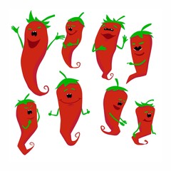 Set simple sketch icon red hot chili peppers and bell peppers black line isolated on white background. Doodle, cartoon drawing illustration. Vegetables. Abstract design logo. Logotype art - 