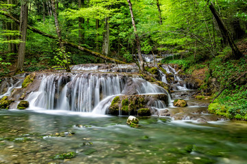 Beautiful waterfall in the forest, Caras Severin county, Beusnita National Park, Cheile Nerei, Bozovici, Romania