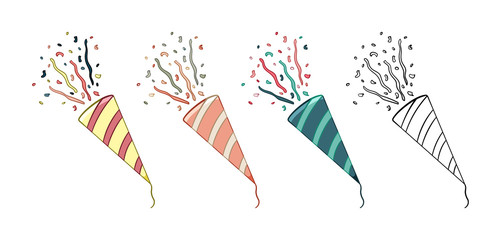 Obraz premium Confetti petards set isolated illustration on white background