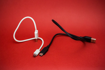 Black and white wire Micro usb and usb Type-C