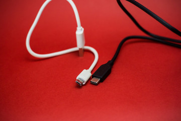 Black and white wire Micro usb and usb Type-C
