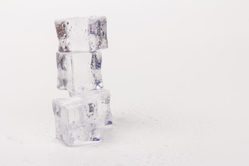 ice cubes in close-up on gray background