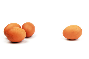 Brown chicken eggs, isolated on white background.