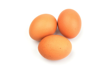 Brown chicken eggs, isolated on white background.