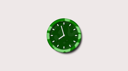 White background 3d wall clock,Green army clock icon,army color clock icon