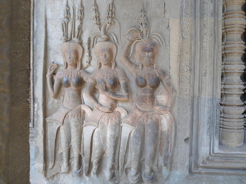 Wall sculptures of angkor wat cambodia asia indochina siem reap stone