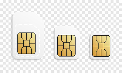 Normal, Micro, Nano - phone card set. Mobile sim card types - obrazy, fototapety, plakaty