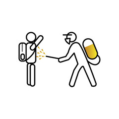 spraying a virus is a simple vector icon for a simple design