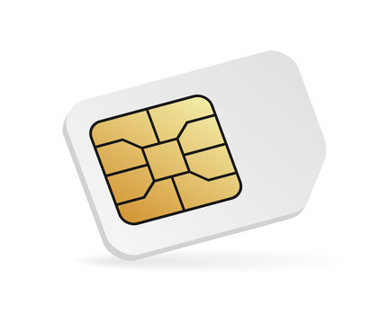 Realistic SIM card mockup. Blank cellular phone card.