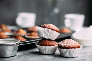 Banana muffins on the table. Breakfast