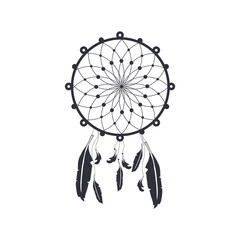 Dream catcher isolated on white background. Indian spiritual symbol vector illustration.