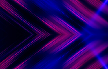 Dark abstract background with UV neon glow, blurred light lines, waves. Blue-pink neon light
