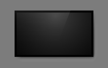 Realistic television screen on background. TV, modern blank screen lcd, led
