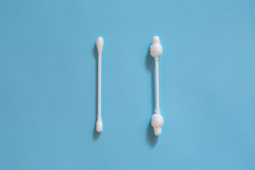 Cotton buds for cleaning ears and makeup. Baby cotton buds with limiters. Caring for health and beauty.