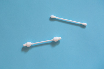 Cotton buds for cleaning ears and makeup. Baby cotton buds with limiters. Caring for health and beauty.