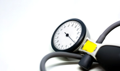 a portable sphygmomanometer isolated on a white background