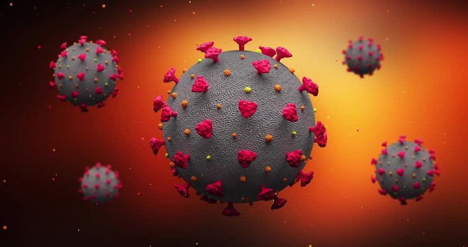 COVID-19 Coronavirus Under Microscope. Dangerous Virus Outbreak. COVID-19 Disease Spreading. Virus Related 3D Animation.