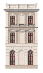 Obraz premium Facade of a two-story classic house. 3D rendering