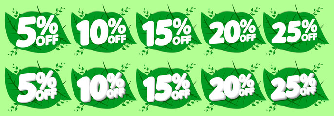 Set Sale tags, Spring discount banners design template, app icons, vector illustration